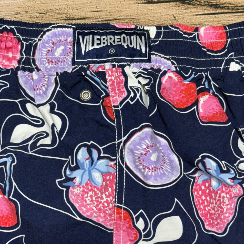 Vilebrequin Swim Trunks Mens 4XL Navy Blue Fruit Print Strawberry Cherry Shorts